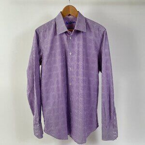 Robert Graham Purple And White Check Long Sleeve Button Up Shirt, Size M/L